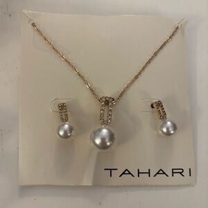 Tahari Gold and Silver Pearl Earrings